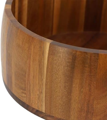 Elama 9.75 x 4 Inch Straight Sided Acacia Wood Salad Bowl, Large