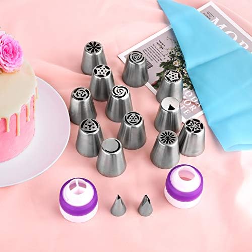 Russian Piping Tips Set, 47 Pcs Flower Cake Decorating Kit with Icing
