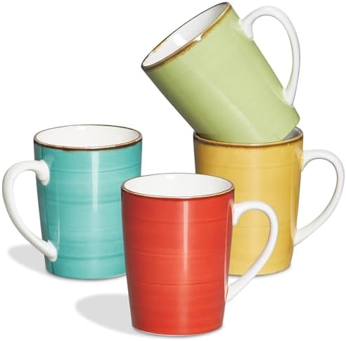ONEMORE 16 oz Coffee Mugs Set of 4 Large Ceramic Coffee Cups Colorful