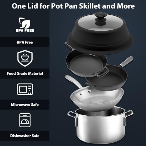 Collapsible Microwave Splatter Lid with Vented Tempered Glass Cover