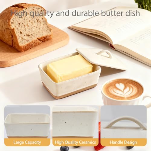 Ceramic Butter Dish With Lid for Countertop,Porcelain Butter