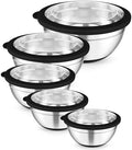TeamFar Mixing Bowls, Salad Bowls with Transparent Airtight Lids, Black
