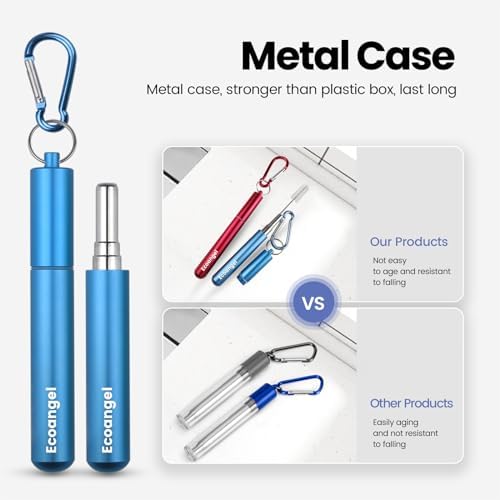 Ecoangel Cruise Ship Essentials, Reusable Metal Straws (4 Pack)