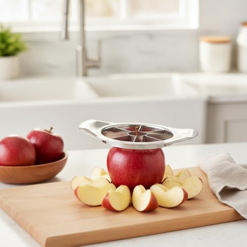 Stainless Steel Apple Slicer and Corer - Manual Fruit Cutter for 8