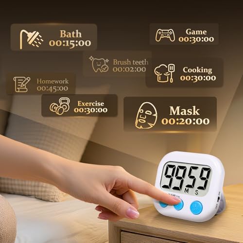 6 Pack Digital Kitchen Timers, White