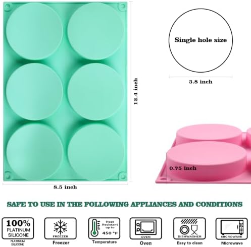 HUAKENER 2 Pcs Silicone Muffin Top Pan for Baking, 4 Inch Round Baking