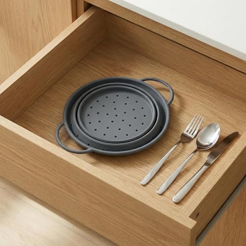 Collapsible Silicone Colander with Handles, 28cm Foldable Strainer