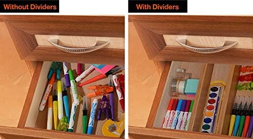 Ulalaza 2 Pcs Bamboo Drawer Dividers Spring Adjustable & Expandable