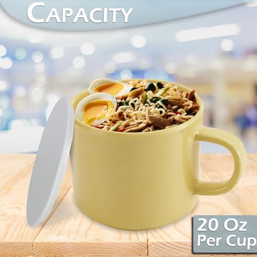 Home-X Microwave 20oz Coffee Mugs with Lids - Set of 4 Microwavable