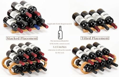 Wine Rack for Cabinet and Countertop - Adjustable in 2 Sizes - 3 Pack