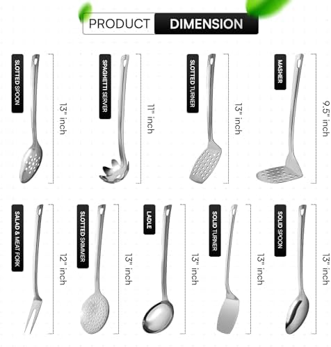 Stainless Steel Cooking Utensils Set, 9-Piece