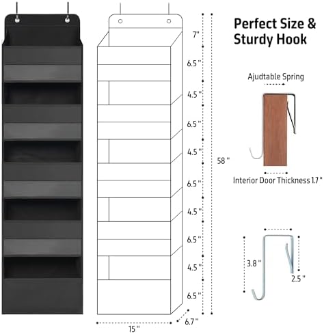 Over the Door Organizer, 5 Shelf, Black