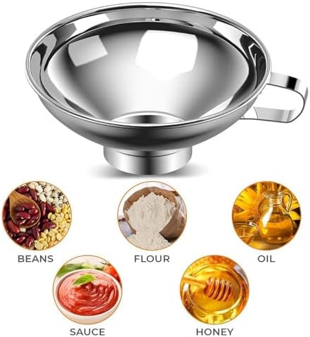 3PCS Silver 304 Food Grade Wide Mouth Preserving Jar Funnel with