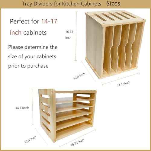 6 Tier Wood Cabinet Vertical Tray Dividers, 16.73in x14.13in x12.4in