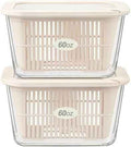 Urban Green Glass Food Storage Containers with Glass Lids, Microwave