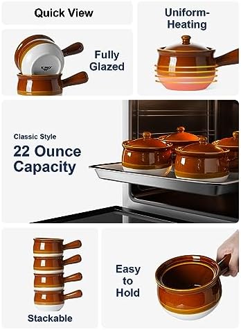 LE TAUCI French Onion Soup Bowls, 22 Ounce Ceramic Soup Bowls with