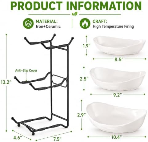 HBlife 3 Tier Fruit Bowl, Ceramic Fruit Basket for Kitchen Counter