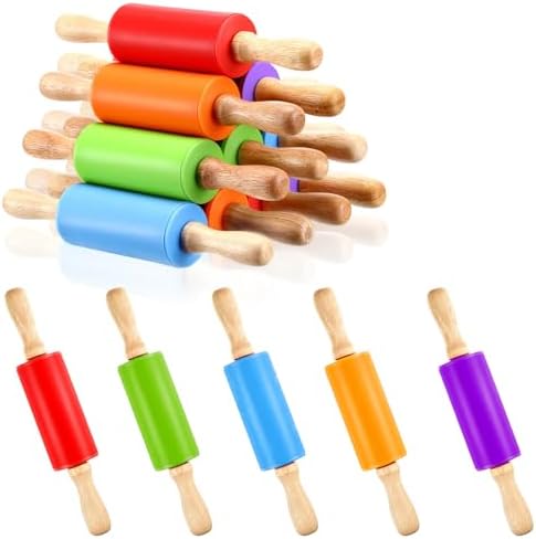 10Pcs 9 Inch Mini Silicone Rolling Pin, Small Kids Rolling Pins for