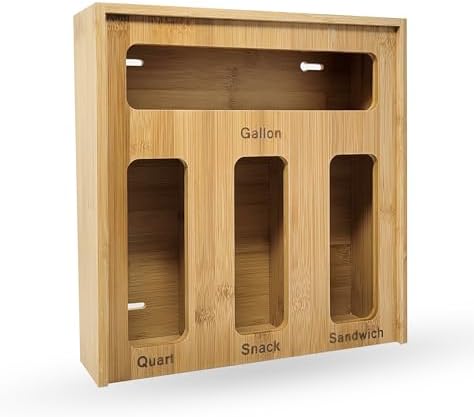 Ziplock Bag Organizer for Drawer – Bamboo Ziploc Bag Holder with