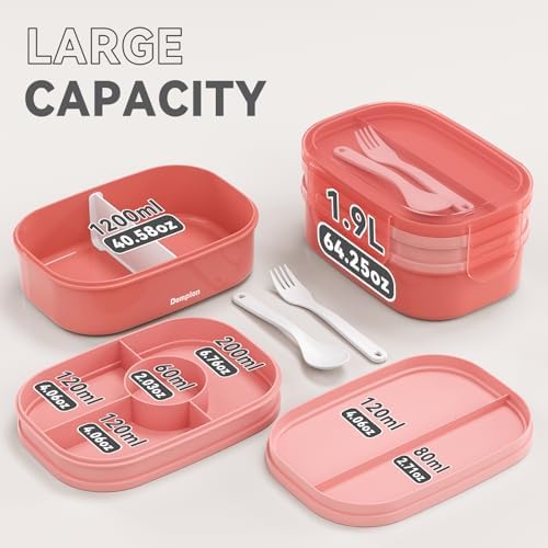2 Layers Bento Box, All-in-One Stackable Lunch Container with