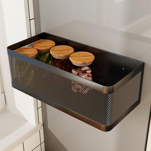 1 Pcs Magnetic Shelf For Fridge, Black, 11''L*4.9''W*3.9''H