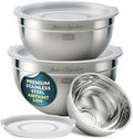 Stainless Steel Mixing Bowls with Lids Set of 3, Nesting Metal