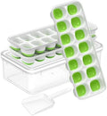 3-Pack Ice Cube Trays with Lids - 42-Cube Durable Silicone & Plastic