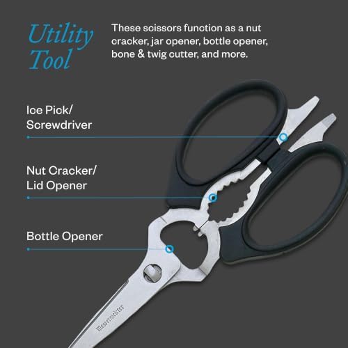 Messermeister 8-Inch Take-Apart Kitchen Scissors, Black