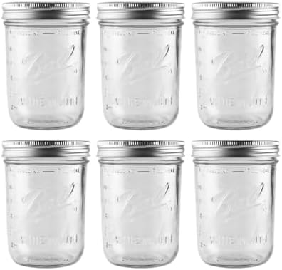 Ball 16 oz Wide Mouth Glass Mason Jars, 6 Pack