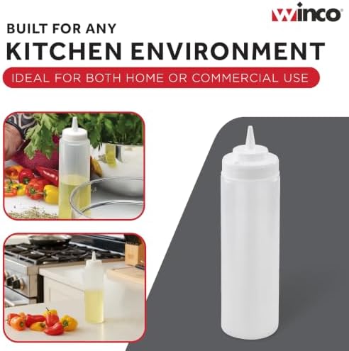 Winco Wide Mouth Squeeze Bottles, 24-Ounce, 6-Pack