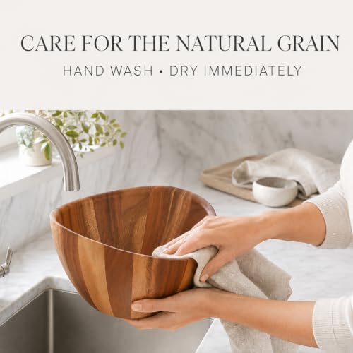nambe Gourmet Harmony 3 Piece Wooden Salad Bowl Set | Big 12-Inch