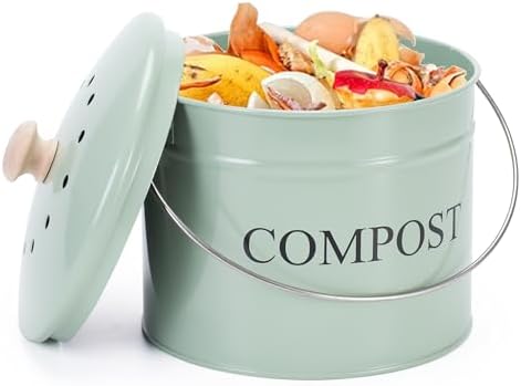 Compost Bin for Kitchen Counter, 1 Gallon, Green