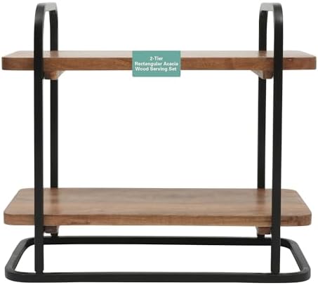 Gibson Home Gracious Dining 2-Tier Wooden Serving Tray with Metal