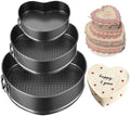 Springform Cake Pan Set of 3 (4, 7, 9 Inch) Heart Leakproof Nonstick