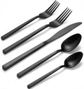Alata Cube Black 20-Piece Forged Stainless Steel Matte Flatware Set