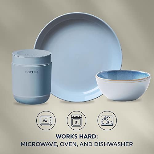 Corelle Stoneware Dinnerware Set, Handmade Reactive & Solid Glazed