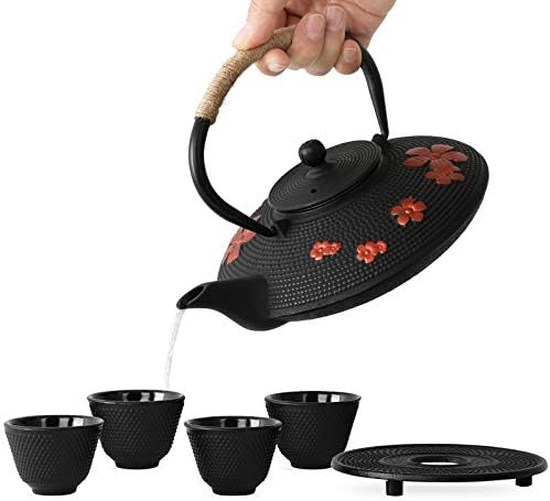 Japanese Style Cast Iron Teapot with Infuser Trivet Tetsubin Kettle