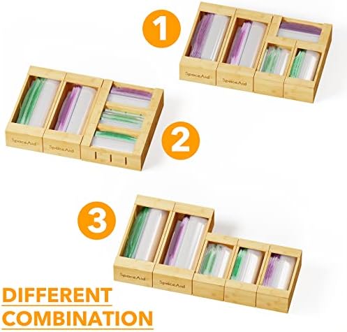 SpaceAid Bag Storage Organizer for Kitchen Drawer, Bamboo Organizer