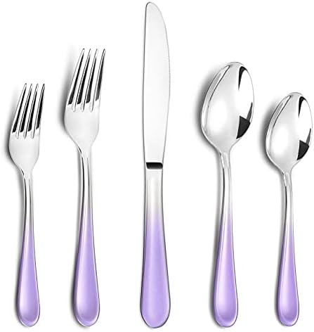 Gradient Purple Silverware set for 4,Stainless Steel Flatware Set,20