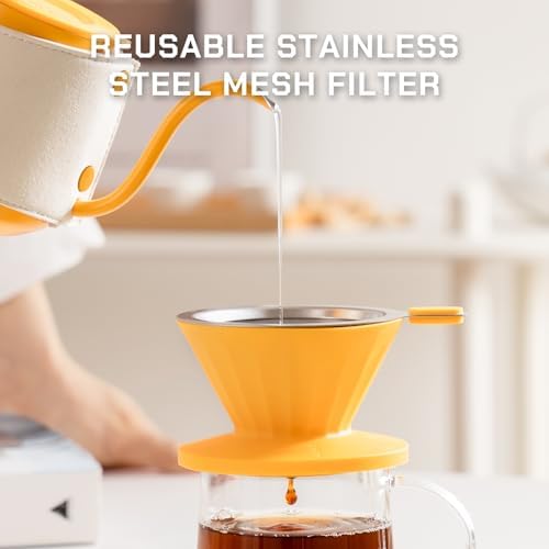 Pour Over Coffee Maker Set with Glass Server, Grey