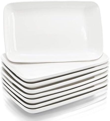 Foraineam 8 Pieces Rectangular Plates 8 Inch Porcelain Platters