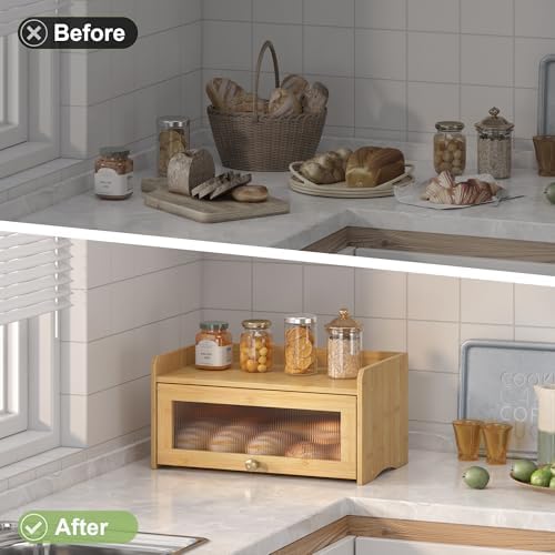 JANSNIMEN Vintage Bread Box for Kitchen Countertop Farmhouse Bread Holder