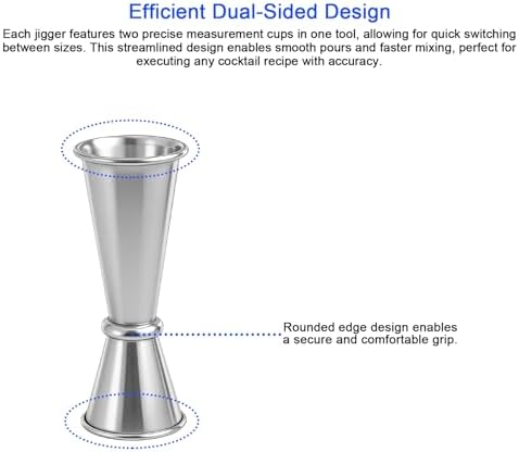 Zarique 4 Pack Professional Bartender Jigger, Dual-Sided Stainless