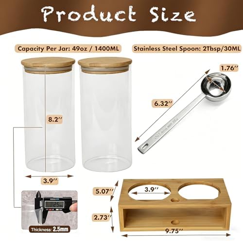 Glass Coffee Containers With Shelf - Coffee Bar Organizer And