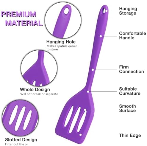5 Pcs Small Silicone Spatula, Mini Slotted Turner for Egg, Pancake