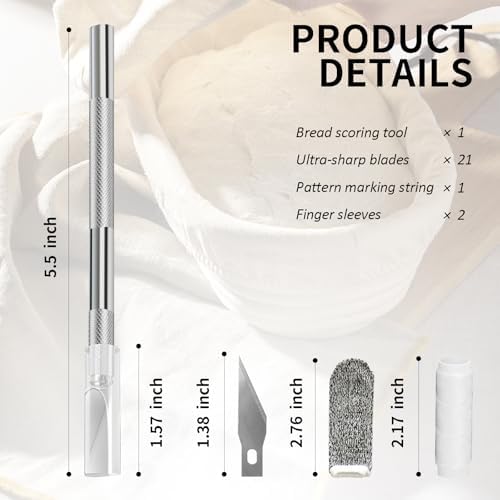 Bread Lame - Sourdough Scoring Tool Kit with 21 Blades, Safety Cover