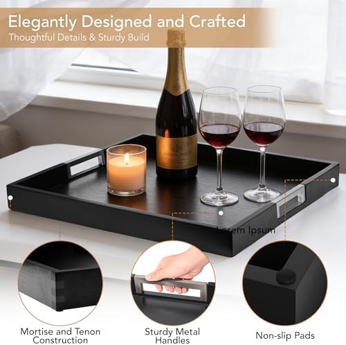 Joy&Grace Large Square Ottoman Tray for Living Room and Coffee Table
