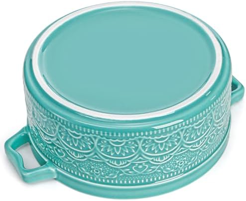 Elsjoy 2 Quart Round Ceramic Casserole Dish with Lid, 7.5 Inch Covered