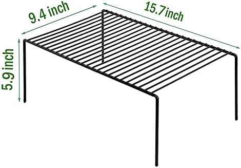 Redrubbit 2 Pack Large (15.7 x 9. 4 Inch) Cabinet Storage Shelf Rack, Rustproof Kitchen Counter and Cabinet Shelf, Storage Rack Organizer for Kitchen, Fridge, Cabinet, Bathroom, Black