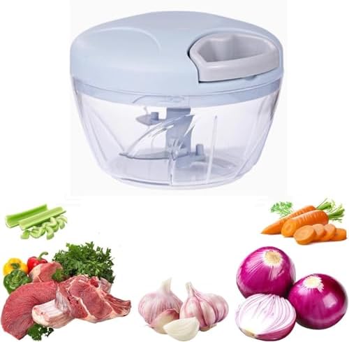 Mini Manual Food Chopper, Hand Pull String Garlic Mincer Onion Cutter
